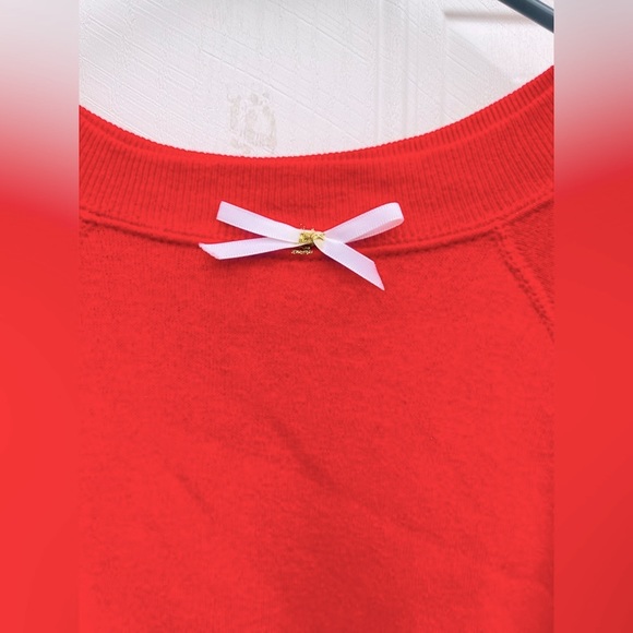 VTG 80s Red Ornamental Holiday Sweatshirt Dress w/Green gold plaid ruffle bottom - Picture 9 of 12